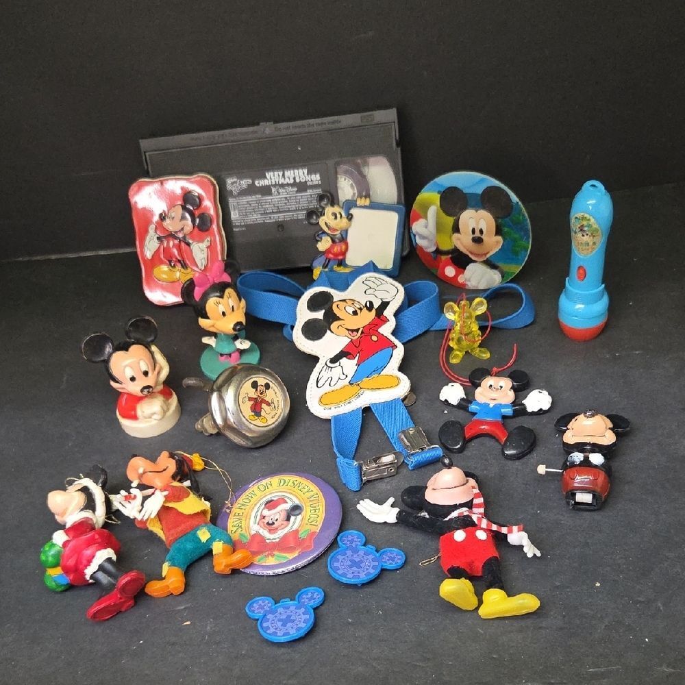 Vintage Walt Disney‎ Mickey Mouse Bicycle Bell w/Clamp With Misc Collectibles